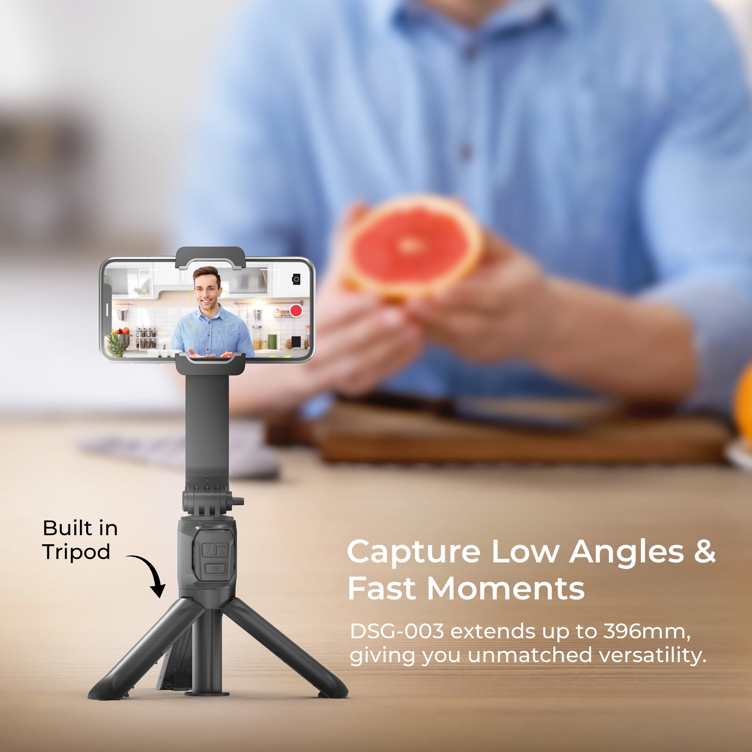 Digitek (DSG 003) Single Axis Foldable Smartphone Gimbal with Built in Extendable Telescopic Rod