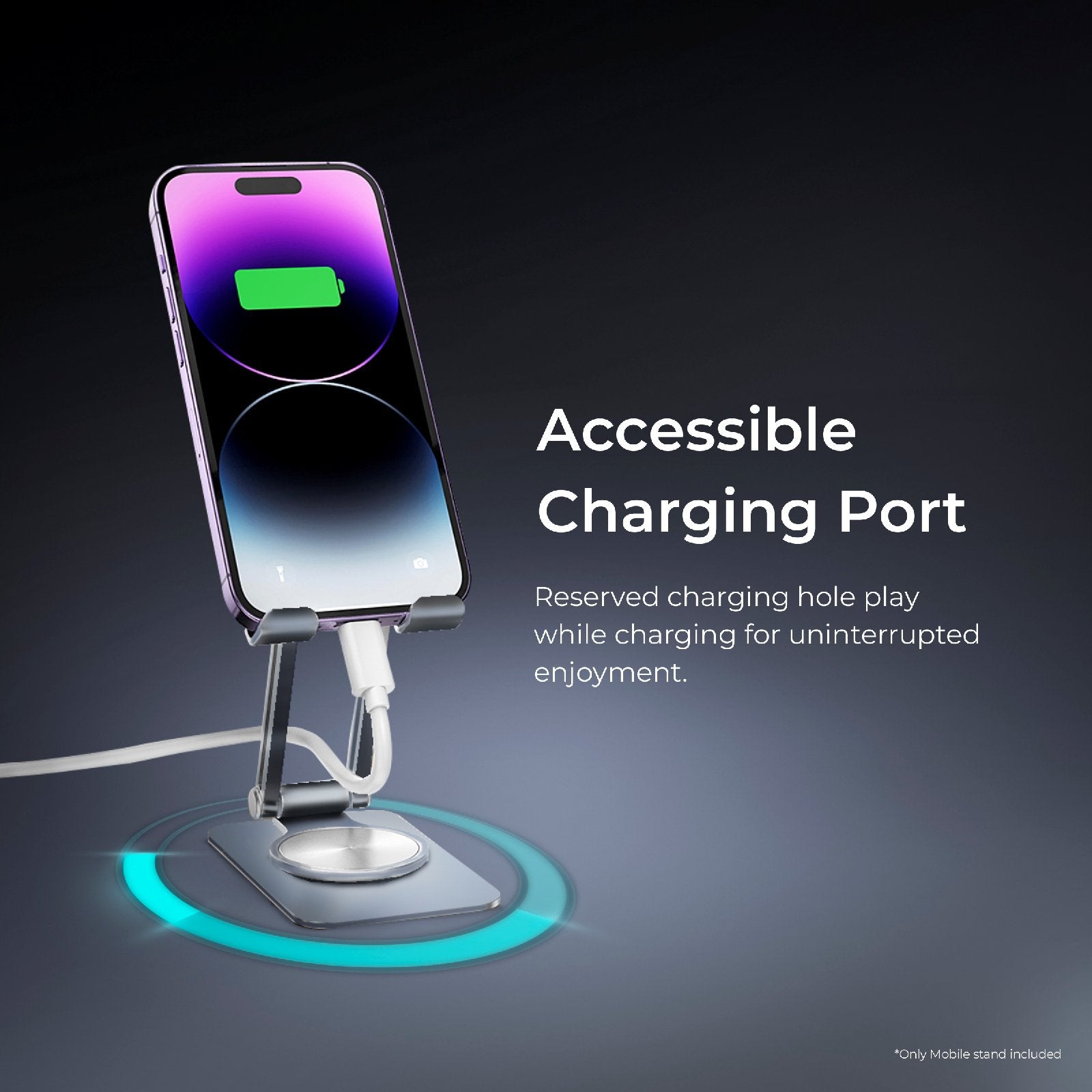 Digitek (DSS 002R) 360° Rotatable and Foldable Aluminum Alloy Tabletop Mobile Stand, Multiple adjustments of Height and Angle Phone Stand, Mobile Holder for Smartphones, Tablets, Kindles and for iPad - Digitek