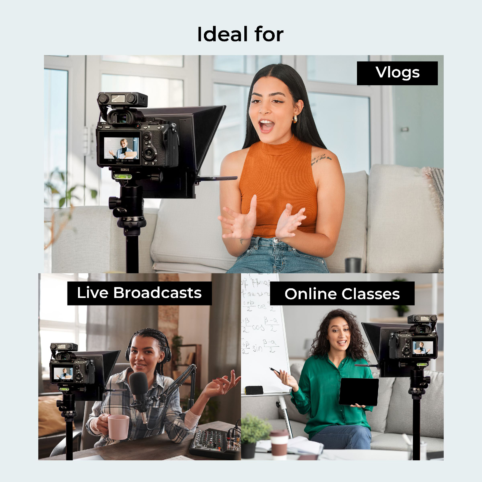 Digitek (DTP-008) 8” Digitek Teleprompter for Smartphone & DSLR Supports w/Remote Control, APP Compatible with iOS & Android Smartphones for Video Creator