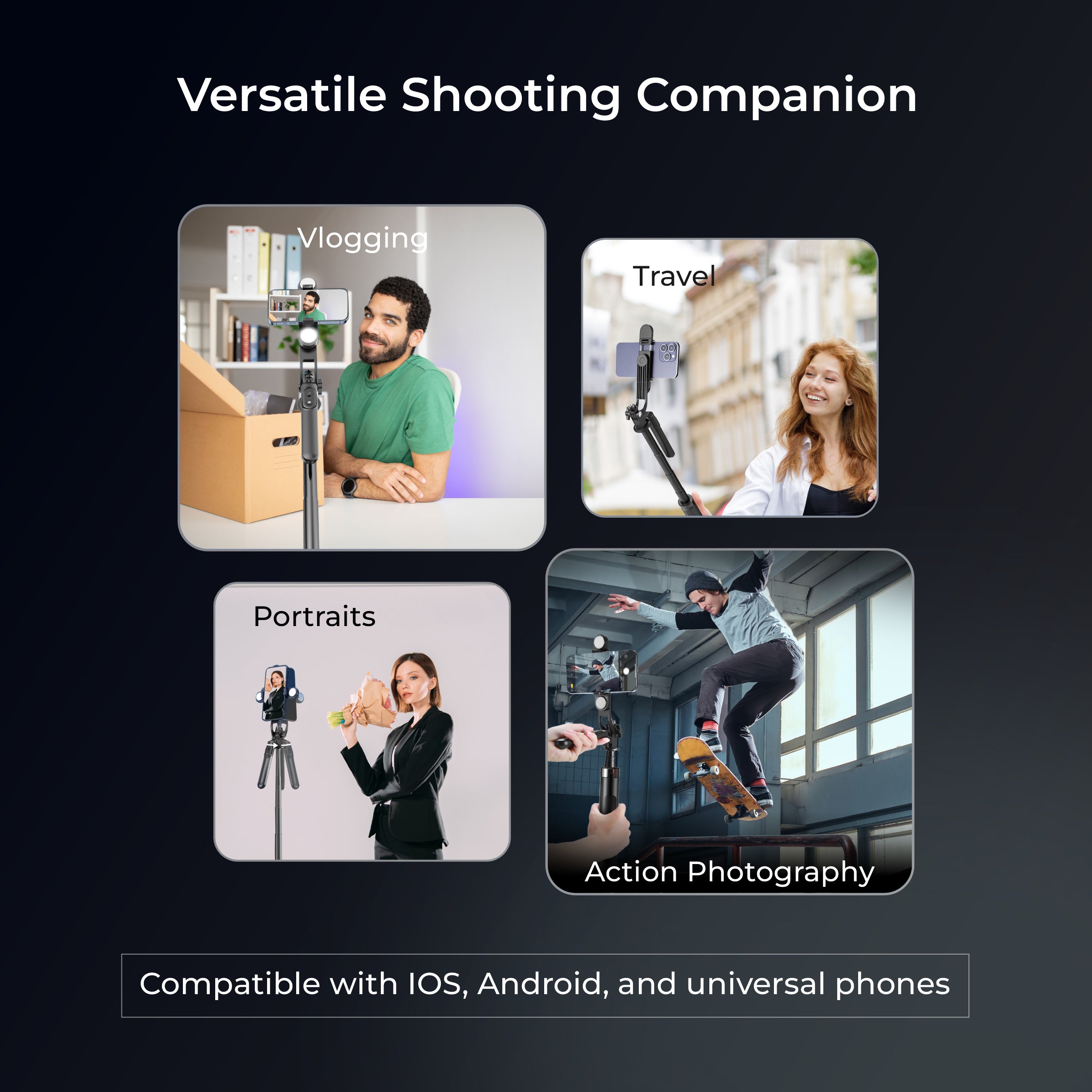 DIGITEK® (DTR-180SS) Portable Wireless Selfie Stick Tripod with Remote, Three-Leg Stand, 360° Smartphone Clip, Extendable Telescopic Poles, 1/4 Interface, Ideal for Photo, Videoshoots, Vlogging & More