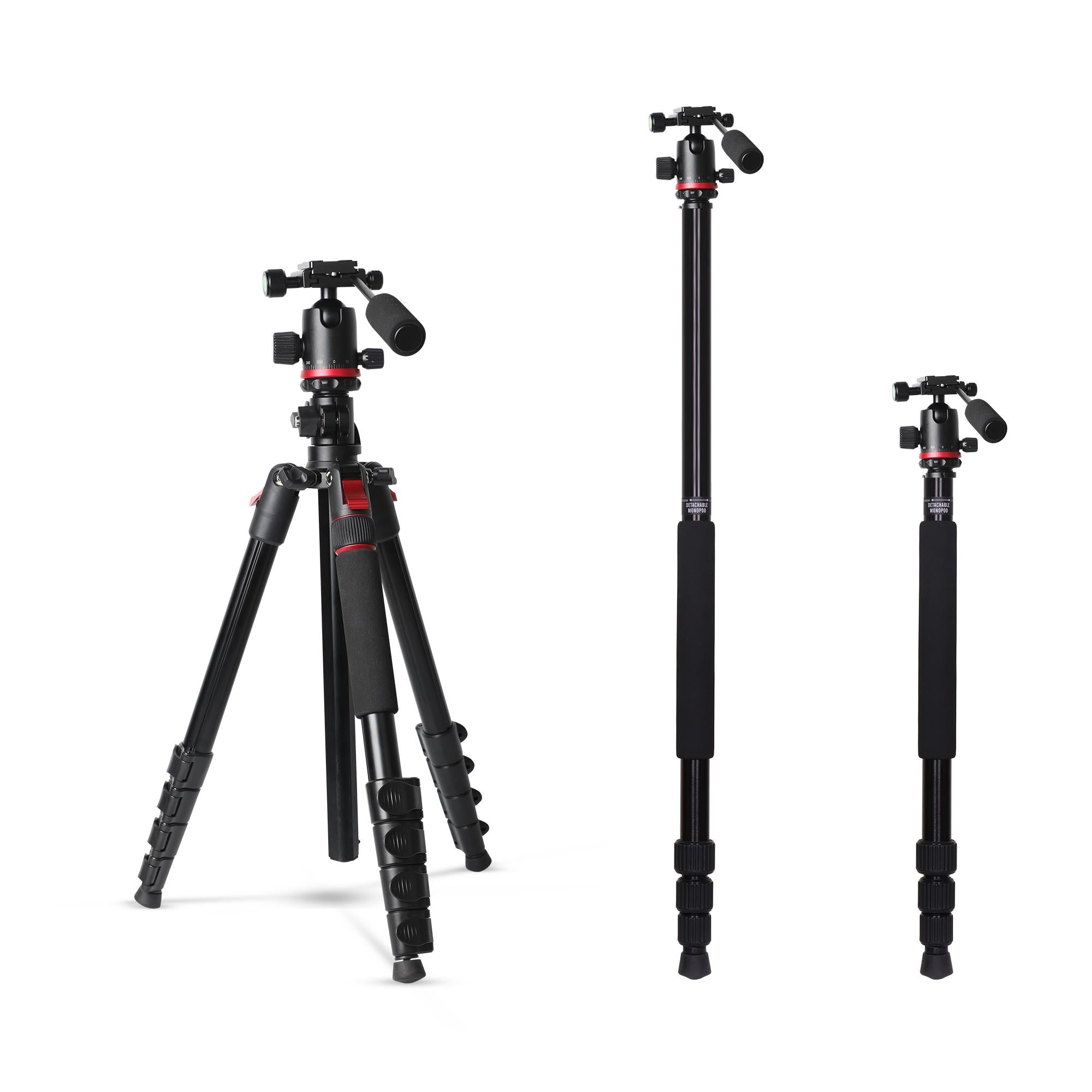 Digitek (DTR 530 BH) Multi-Angle DV Tripod cum Monopod with Ball Head, Quick Release, 5-Section Legs, 5kg Load, 5.44ft Max Height, Ideal for Macro, Panning & Low Angle Photo & Videography