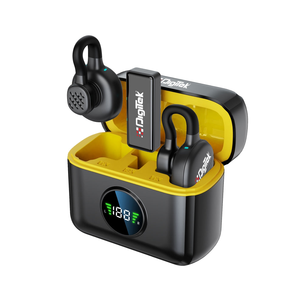 Digitek (DWM 119) 2-in-1 Wireless Microphone,  2.4G Mic with 30m Range, 6Hr Battery, Noise Cancellation & Power Indicator, for iPhone & Android Smartphones, Ideal for Vlogging, Live Streaming & Interviews