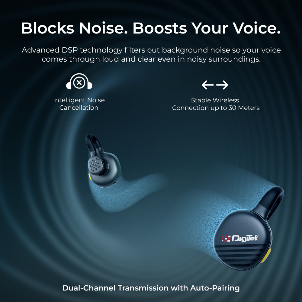 Digitek (DWM 119) 2-in-1 Wireless Microphone,  2.4G Mic with 30m Range, 6Hr Battery, Noise Cancellation & Power Indicator, for iPhone & Android Smartphones, Ideal for Vlogging, Live Streaming & Interviews