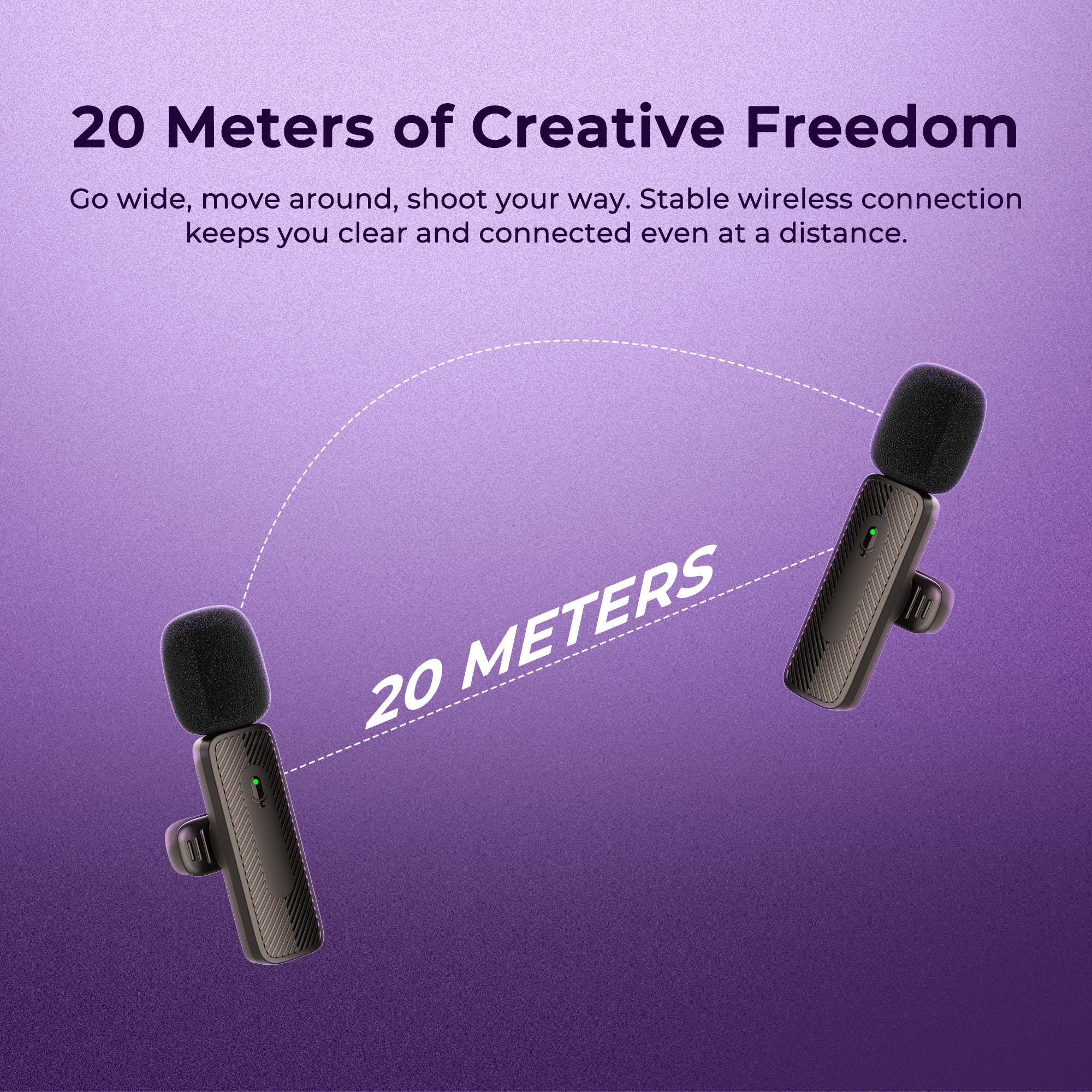 Digitek® (DWM-006 PRO) Wireless Microphone & Receiver with Type-C Connector, 2.4GHz Frequency, 4Hr Battery, 20m Range, For Android Phone & Type-C Devices, Ideal for Voice Recording & Live Streaming