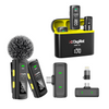 Digitek® DWM-109 2-in-1 Wireless Microphone System, 50m Range, 7Hr Battery, Type-C to Lightning Converter, 2.4GHz, Noise Reduction, for Android & iPhone, Record Meeting, Interviews & More
