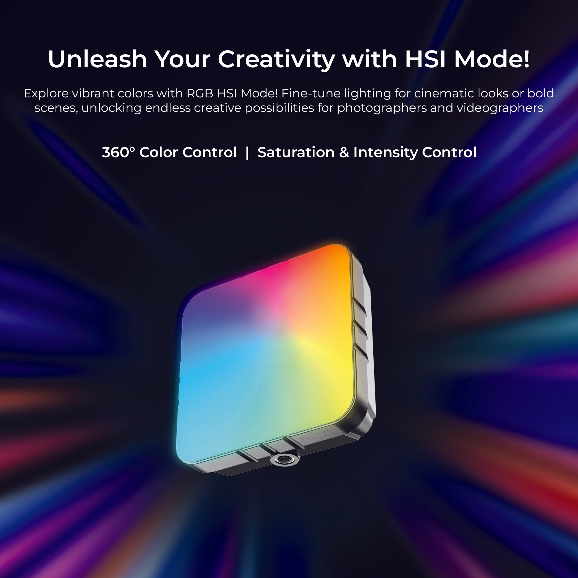 DIGITEK (LED-D11W RGB) 11W Portable Mini RGB LED Video Light with 2000mAh Battery, 21 Lighting Effects, 2500K–9900K CCT, HSI 0–360°, 120° Beam, CRI <95, 1/4" Mount, For Photography & Videography