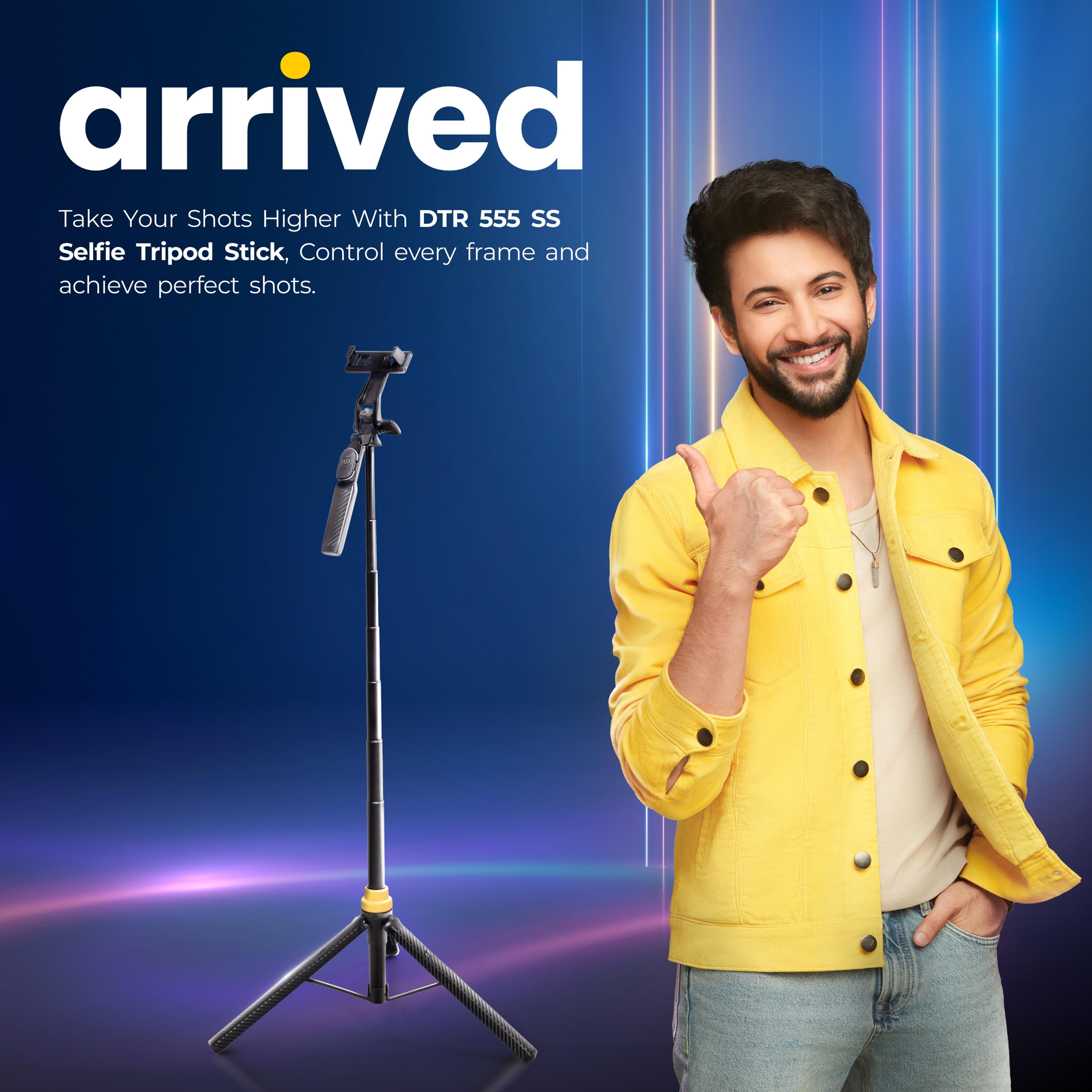 DIGITEK (DTR-555 SS) Foldable Tripod Selfie Stick for Smartphone & Action Cameras with 5.57ft Height, 360° Rotation & 3-Leg Base, 10m Wireless Remote, 7 Section Adjustable, For Android/iPhone & Gopro