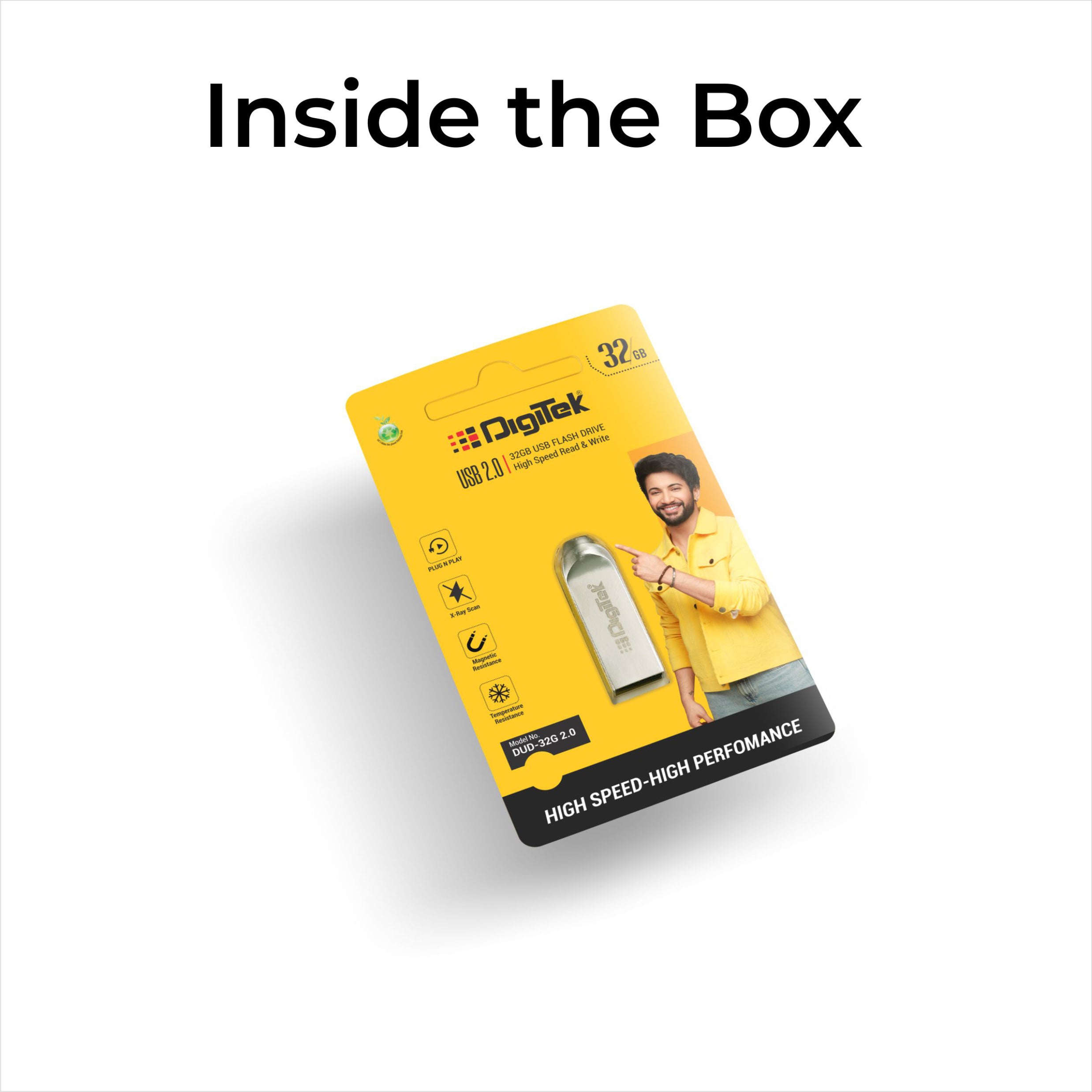 Digitek (Dud 32GB 2.0V) 32GB USB 2.0 U Disk Flash Drive, High Speed Read & Write Pen Drive, Magnetic, X-Ray & Temperature Resistant, Compatible with Windows & Mac OS