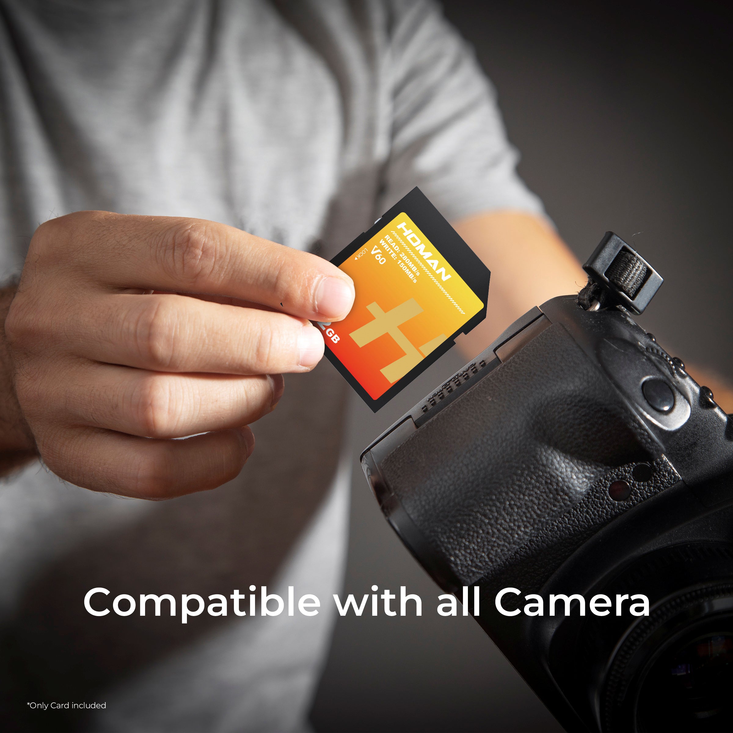 HOMAN UHS-II SD Card (V60) 512GB fit for Any Environmental Temperature from -10 Degree to 70 Degree Celsius with 5 Year Warranty & Recovery - Digitek