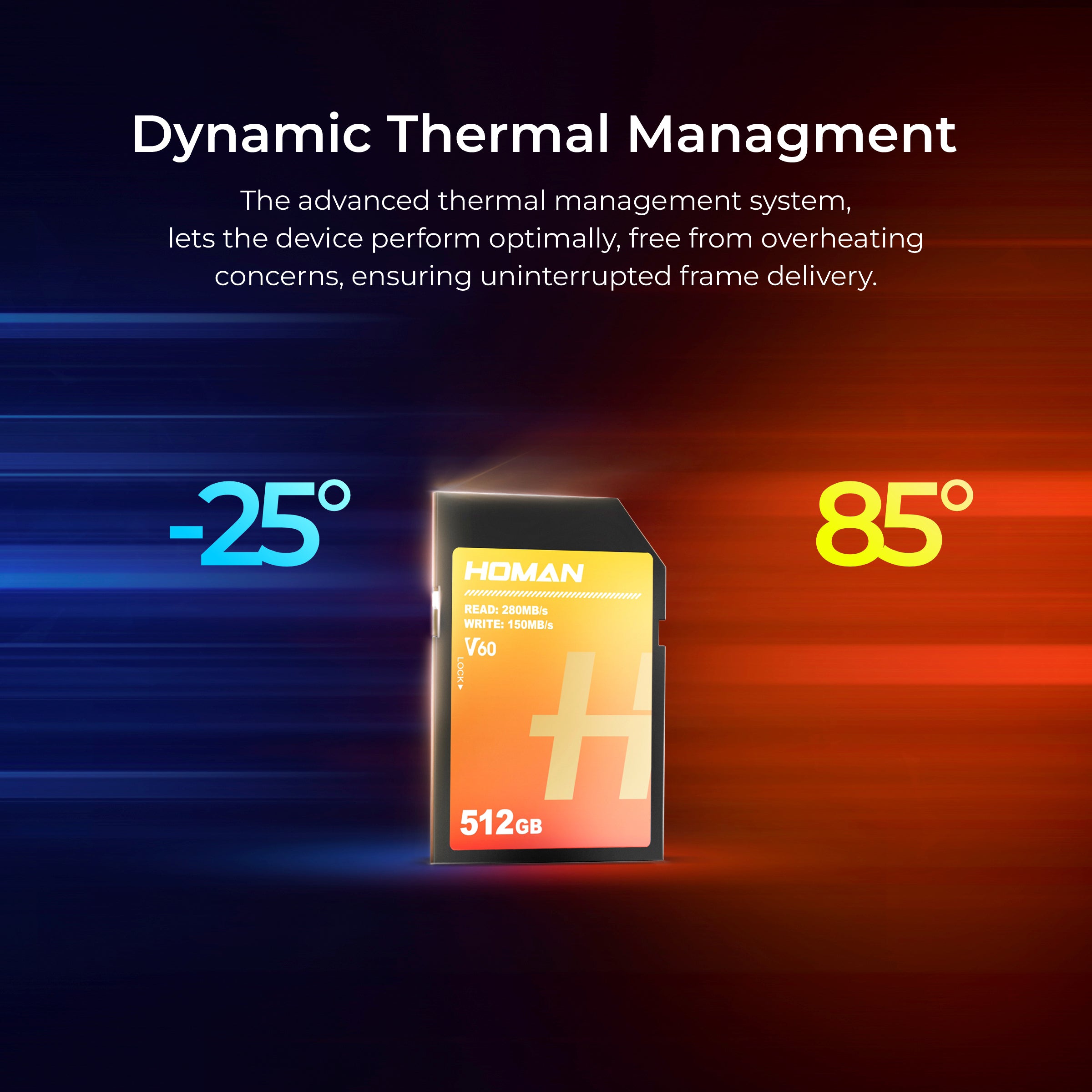 HOMAN UHS-II SD Card (V60) 512GB fit for Any Environmental Temperature from -10 Degree to 70 Degree Celsius with 5 Year Warranty & Recovery - Digitek