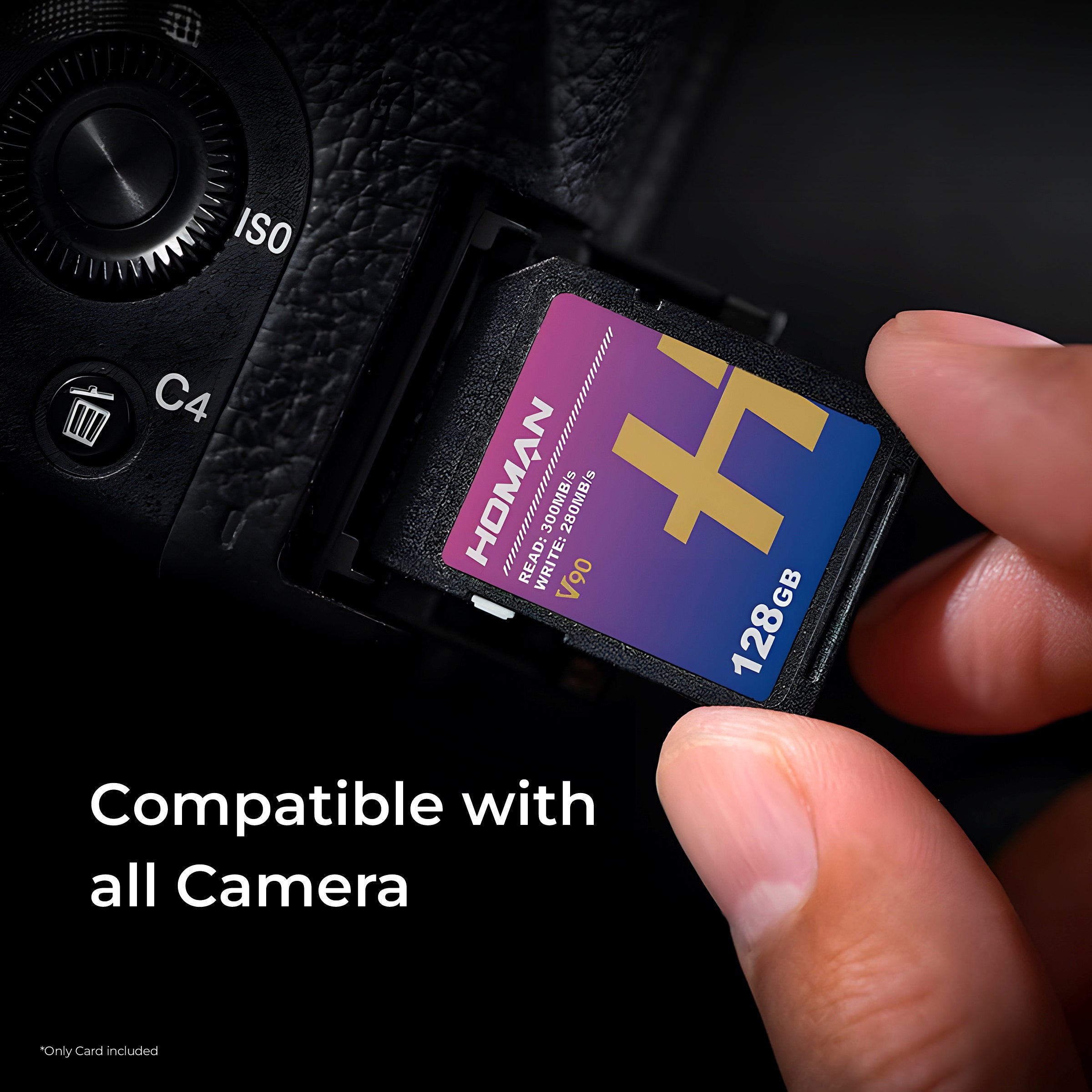 HOMAN UHS-II SD Card (V90) 128GB fit for Any Environmental Temperature from -10 Degree to 70 Degree Celsius with 5 Year Warranty & Recovery - Digitek