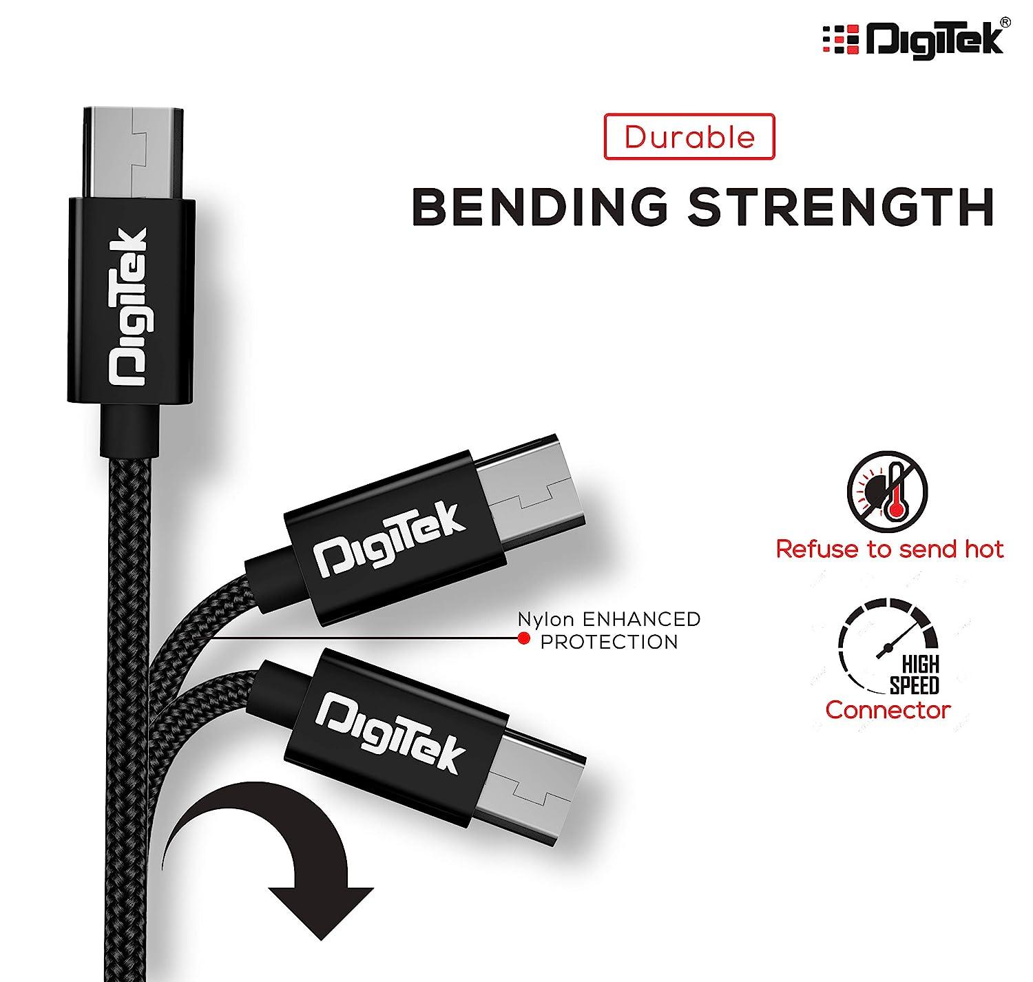 Digitek (DC 1M MU NB BKLPlatinum Nylon Braided Rapid Charge & Data Sync Micro USB Cable ,1 Metre, Black - Digitek