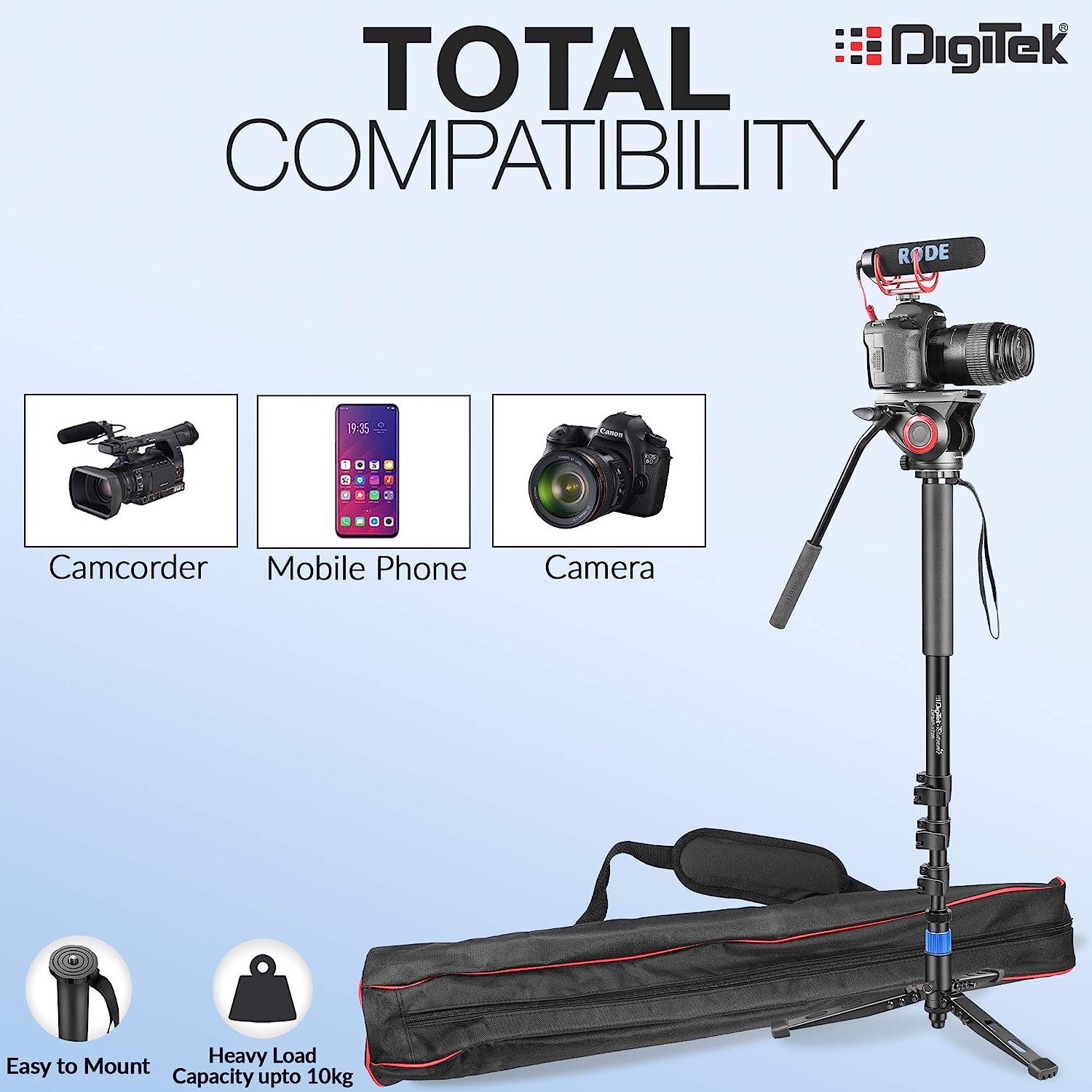 Digitek (DPMP 172B) Professional Ultra Portable Cum Heavy Duty Monopod, Maximum Load : 10kgs - Digitek