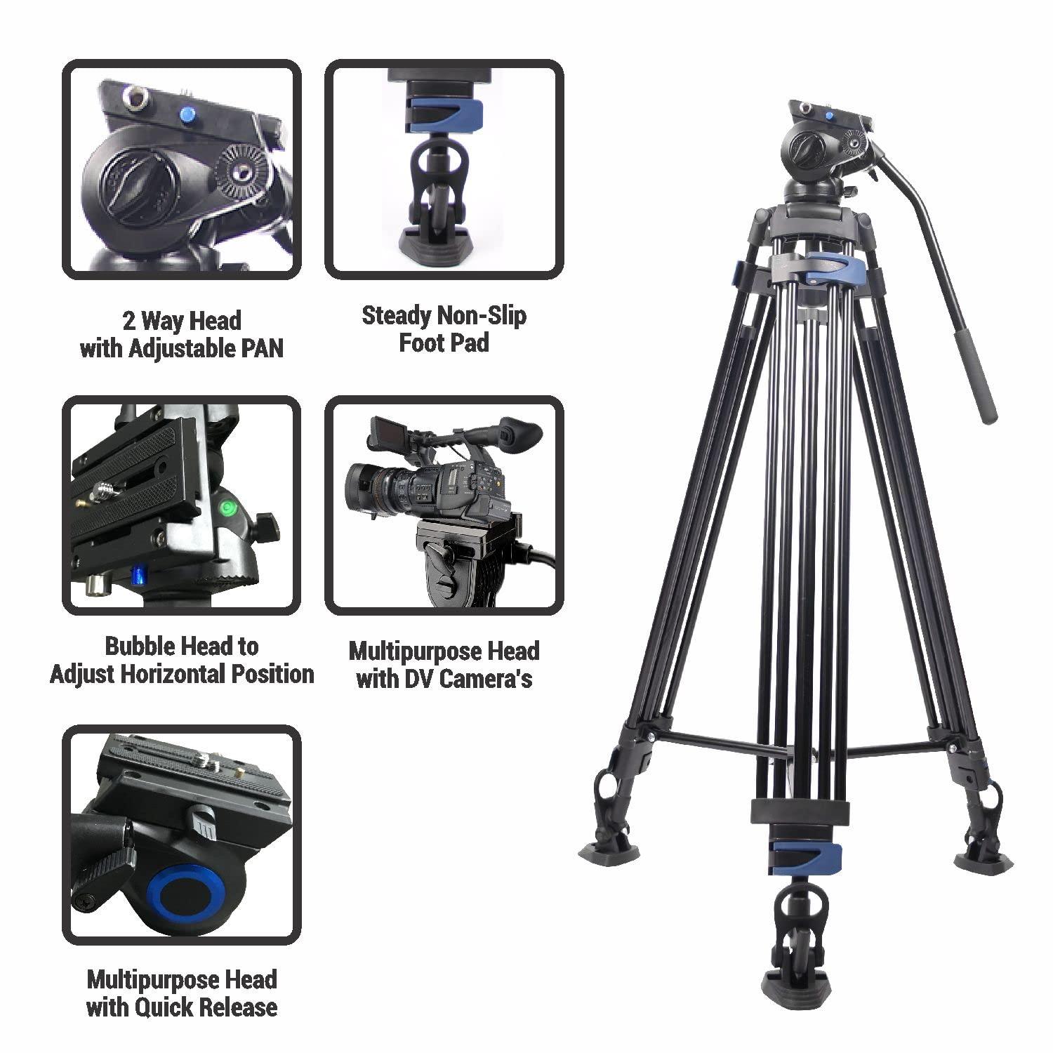 Digitek (DPTR-7060VD) Platinum Heavy Duty Video Tripod Maximum Operating Height: 1849 mm, Max Load Upto: 20 kgs - Digitek