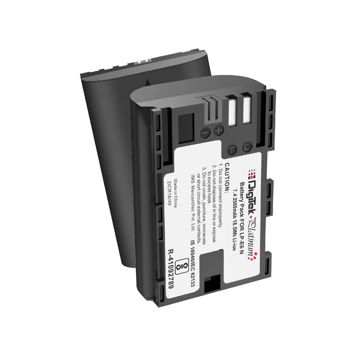 Digitek (DPUC-014 D LP E6 P) Platinum Dual Port Li-ion LCD Battery Charger with 2 Nos of 2500mAh Capacity LP E6 Platinum Li-ion Battery Combo Pack, DPUC-014 D LP E6 P - Digitek