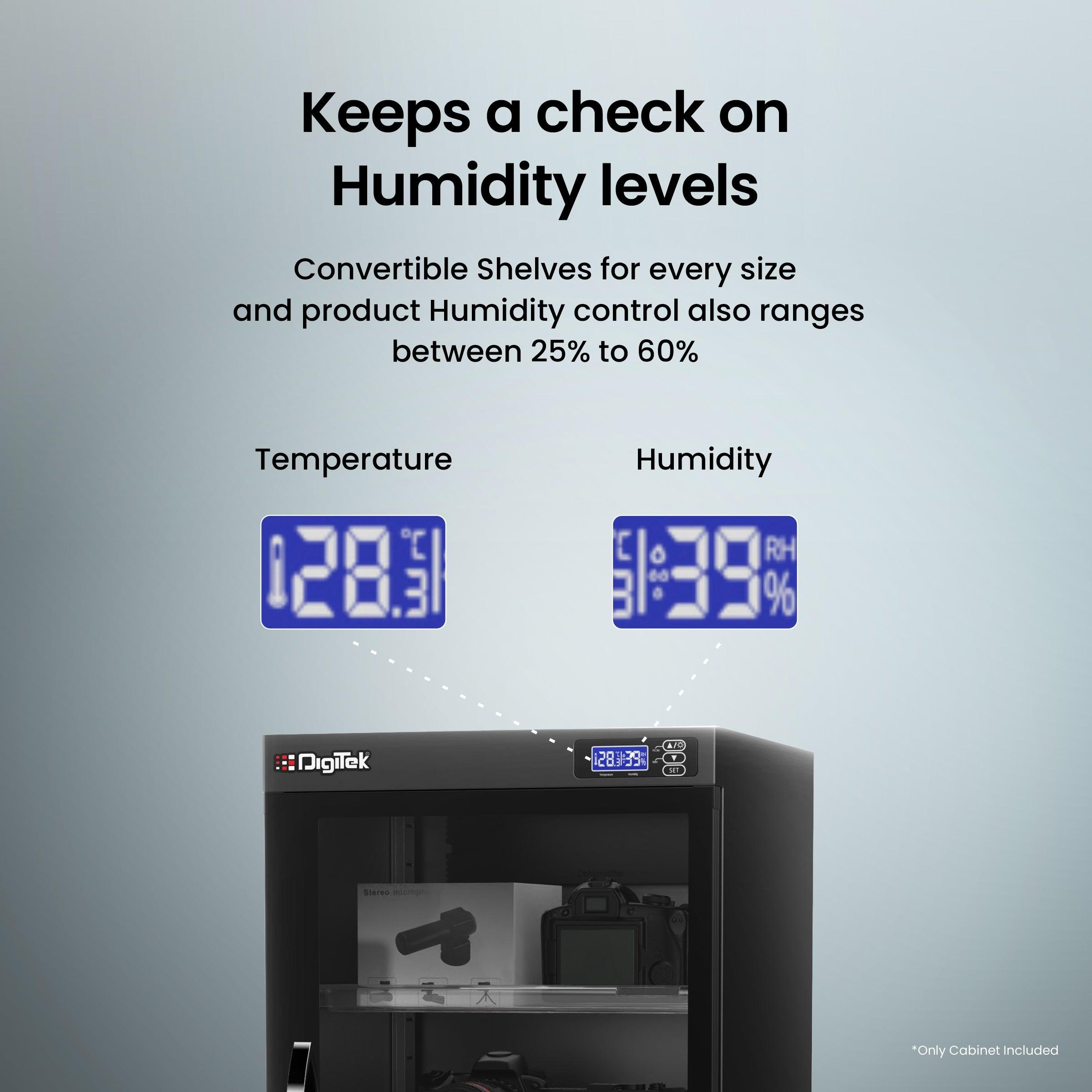 Digitek DS 130S 125 Liters Capacity Digital Display Dry Cabinet with Humidity Controller - Digitek