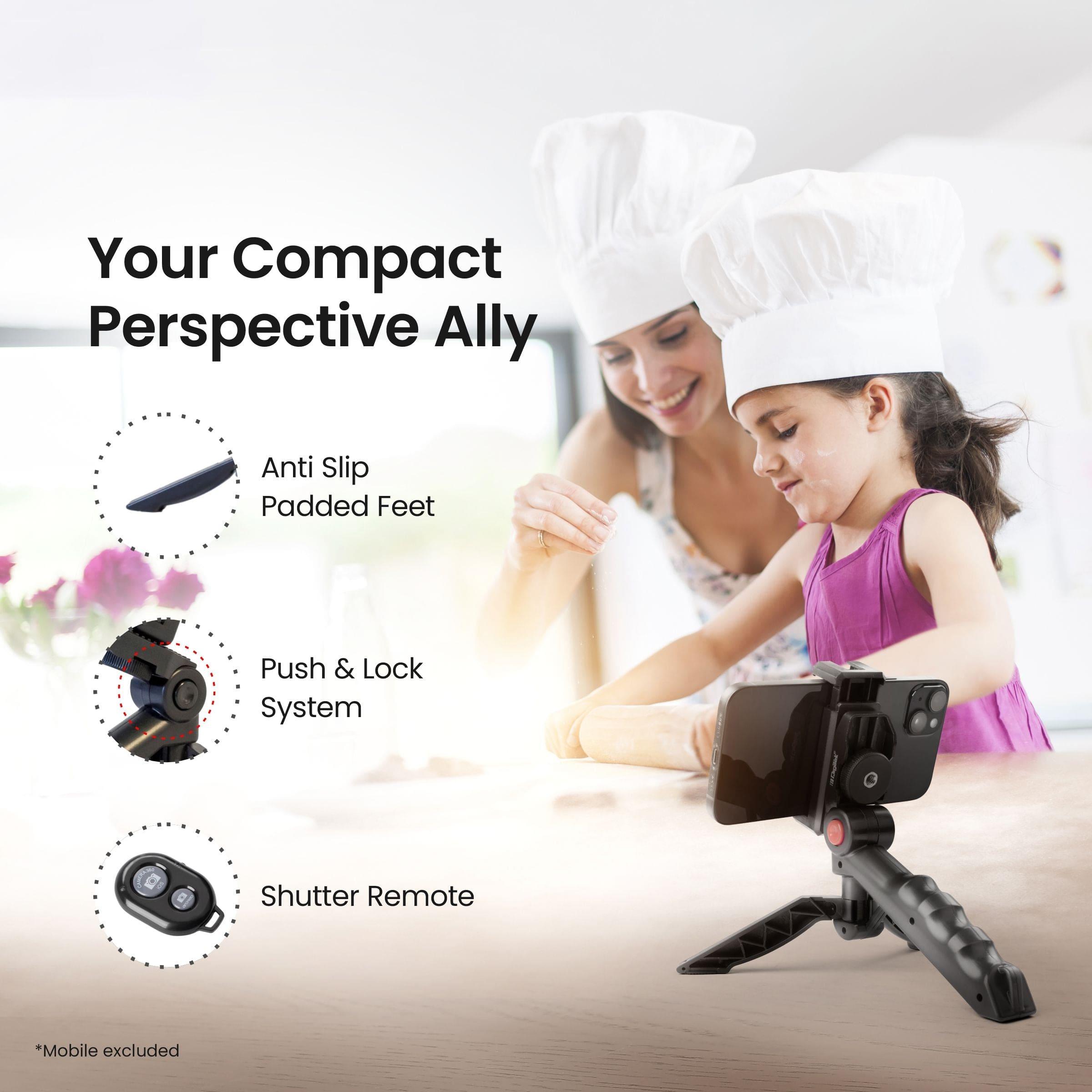 Digitek DTR-220 Mini Table Top Tripod with Pistol Grip Handle & Remote, Portable & Lightweight, Ideal for Longer Duration Shoot - Digitek