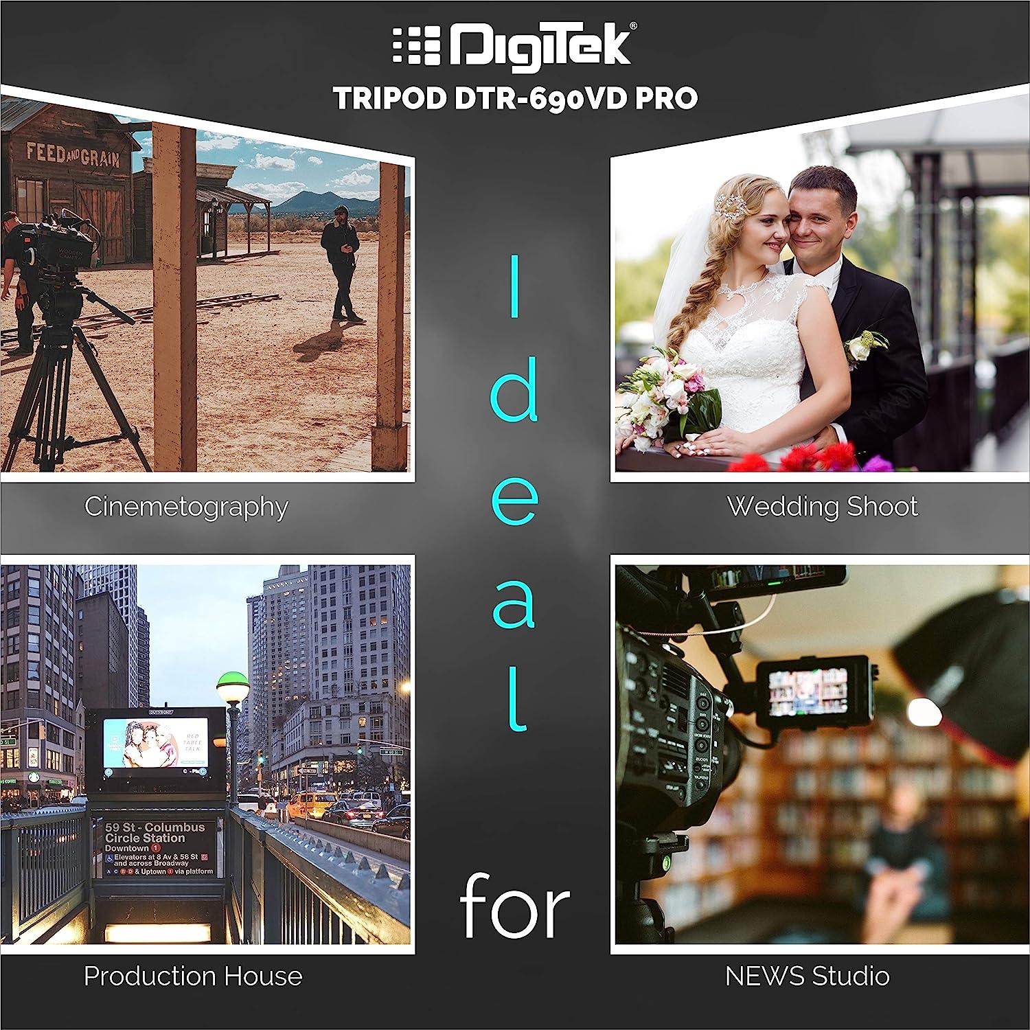 Digitek (DTR 690 VD PRO) (208 cm) Lightweight Tripod (Maximum Load up to 3kgs), 6.85 Feet Tall Digital SLR & Video Cameras, Made Aluminium Material - Digitek