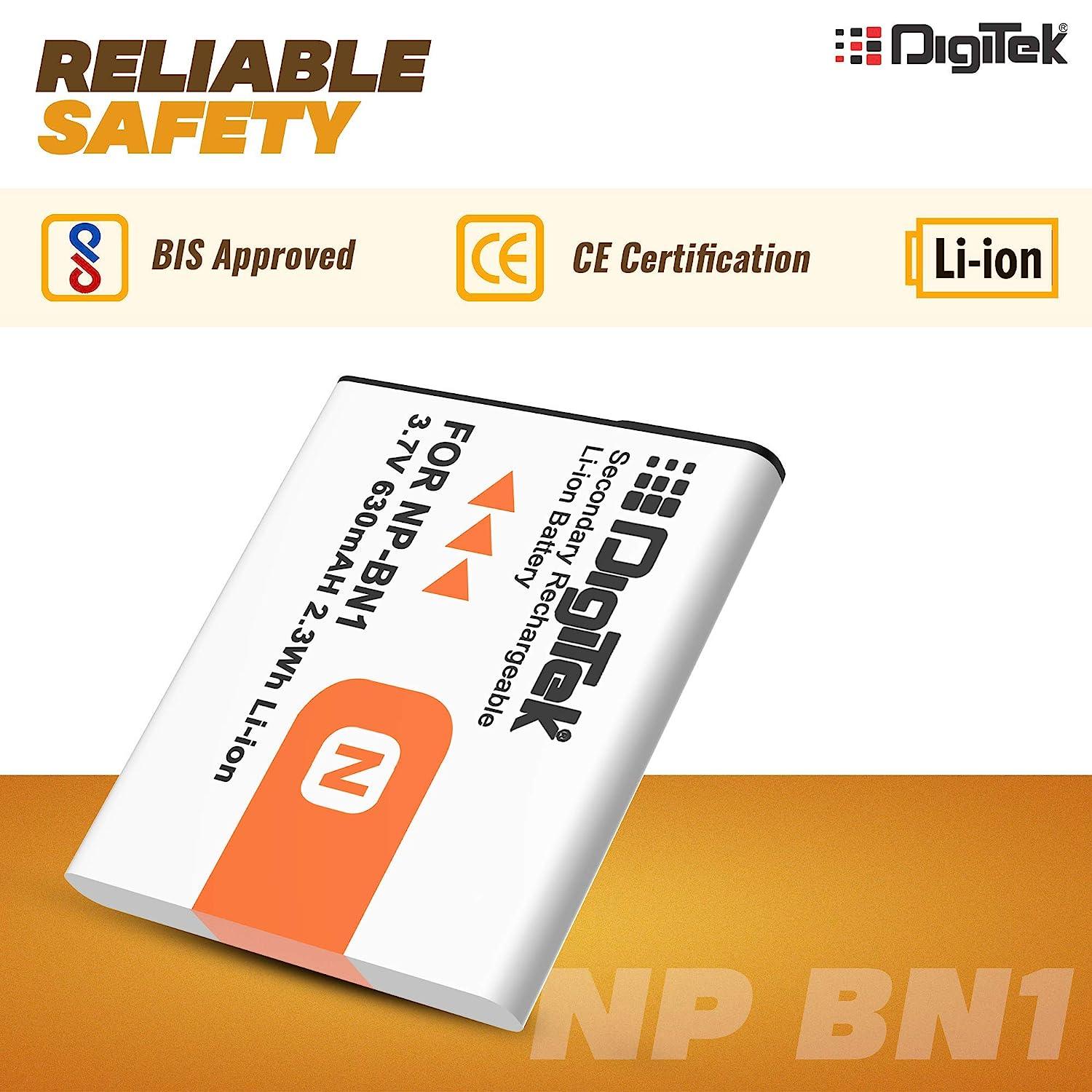 Digitek (NP-BN1) 630 mAh Rechargeable Battery Packs for Nikon Digital Camera | Compatibility - TX7-W-390, W-380, W-370, W-350, W-330, W-310 - Digitek