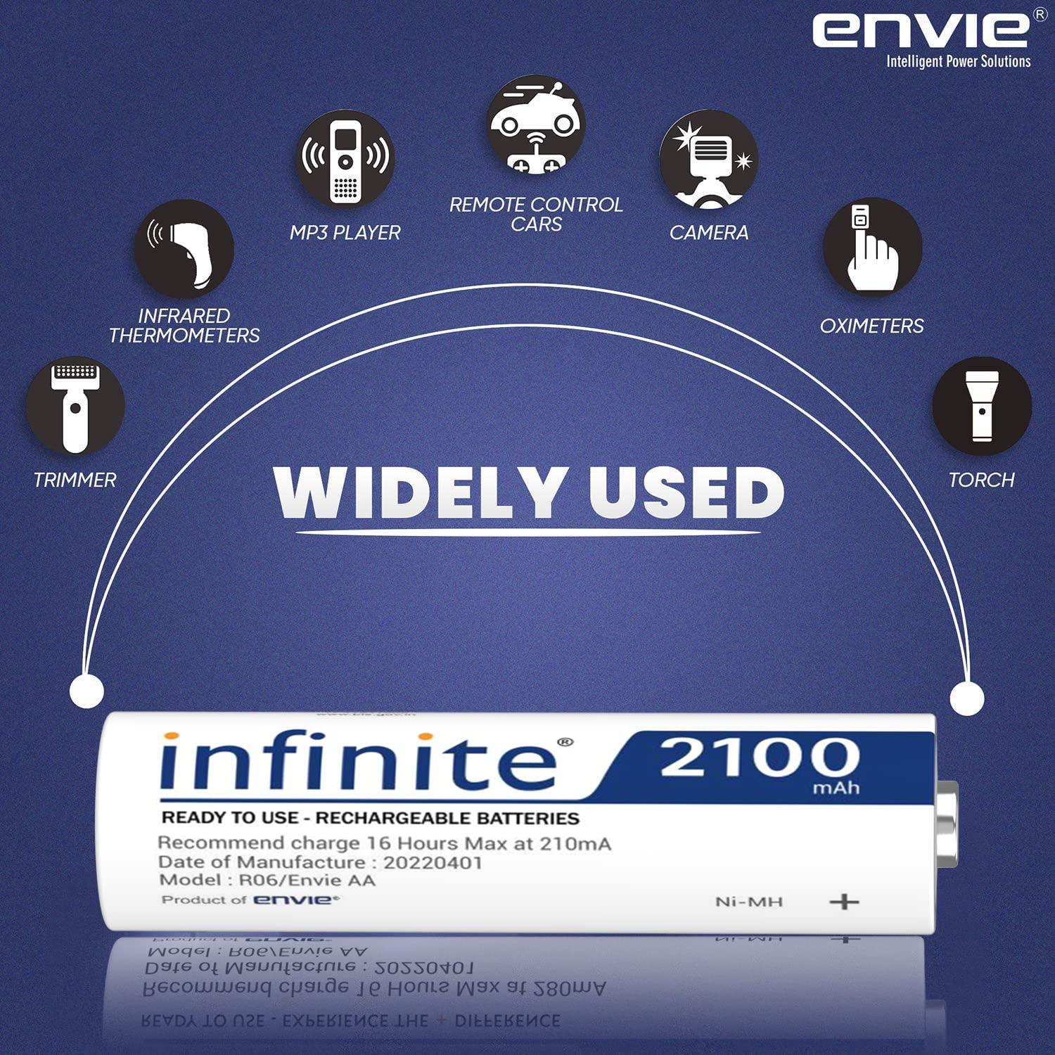 ENVIE (AA 2100 2PL) Infinite Rechargeable Battery for Remote Controls, Electronic Toys, Cameras, Flashlights and Others - Digitek
