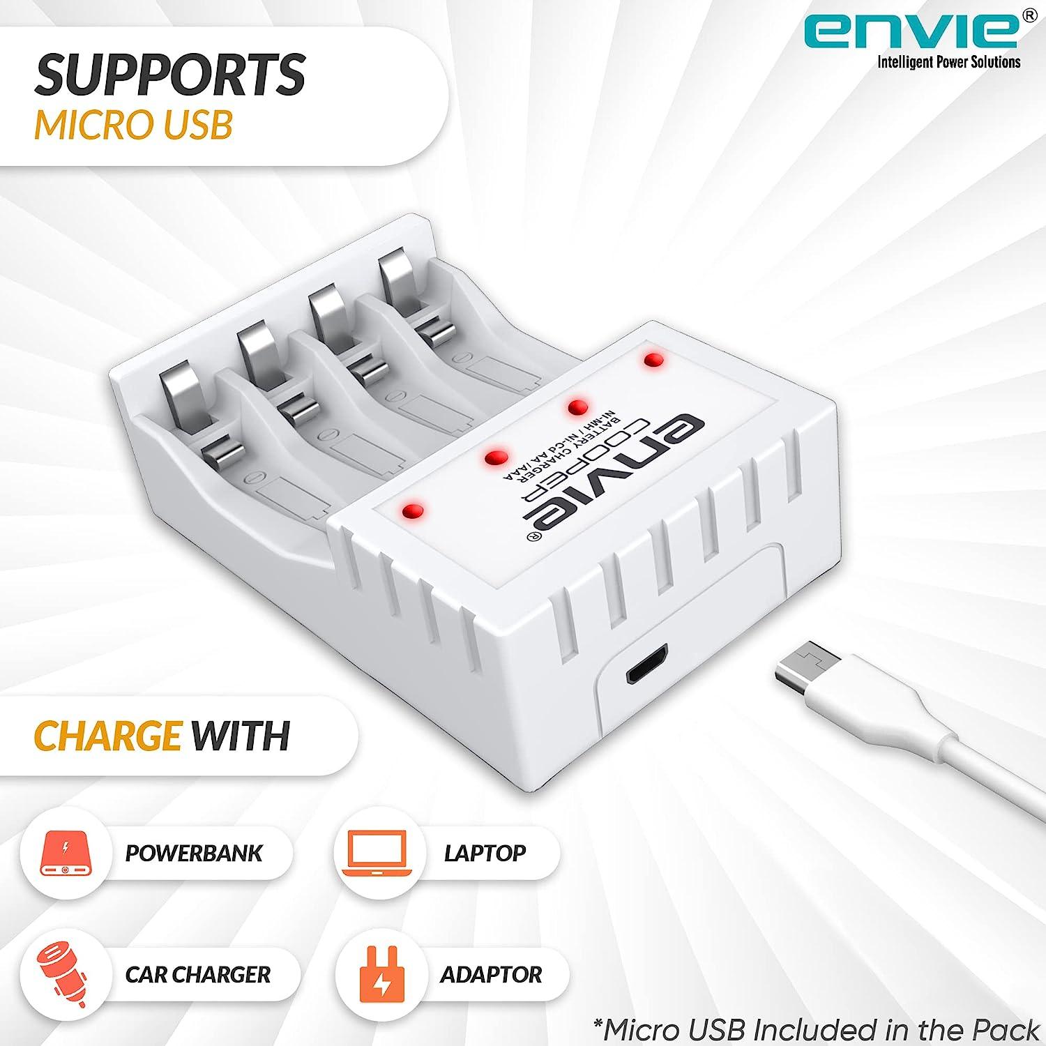 ENVIE (ECR-20 MC) Cooper Rechargeable Battery Charger for AA & AAA Ni-mh Batteries with LED Indicator - Digitek