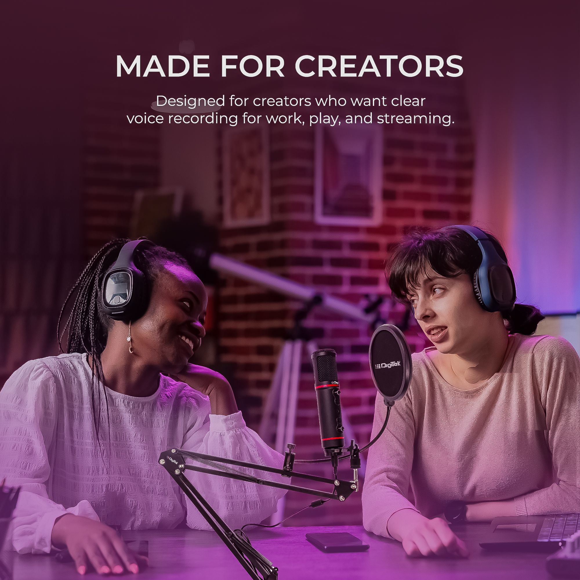 Digitek (DM-501) USB Podcast & Gaming Condenser Microphone Kit with Arm & Pop Filter, High Sensitivity, Noise Cancellation, Vol Adjustment & Mute, Use with PS4, PS5 ,PC & Smartphone for Live Streaming