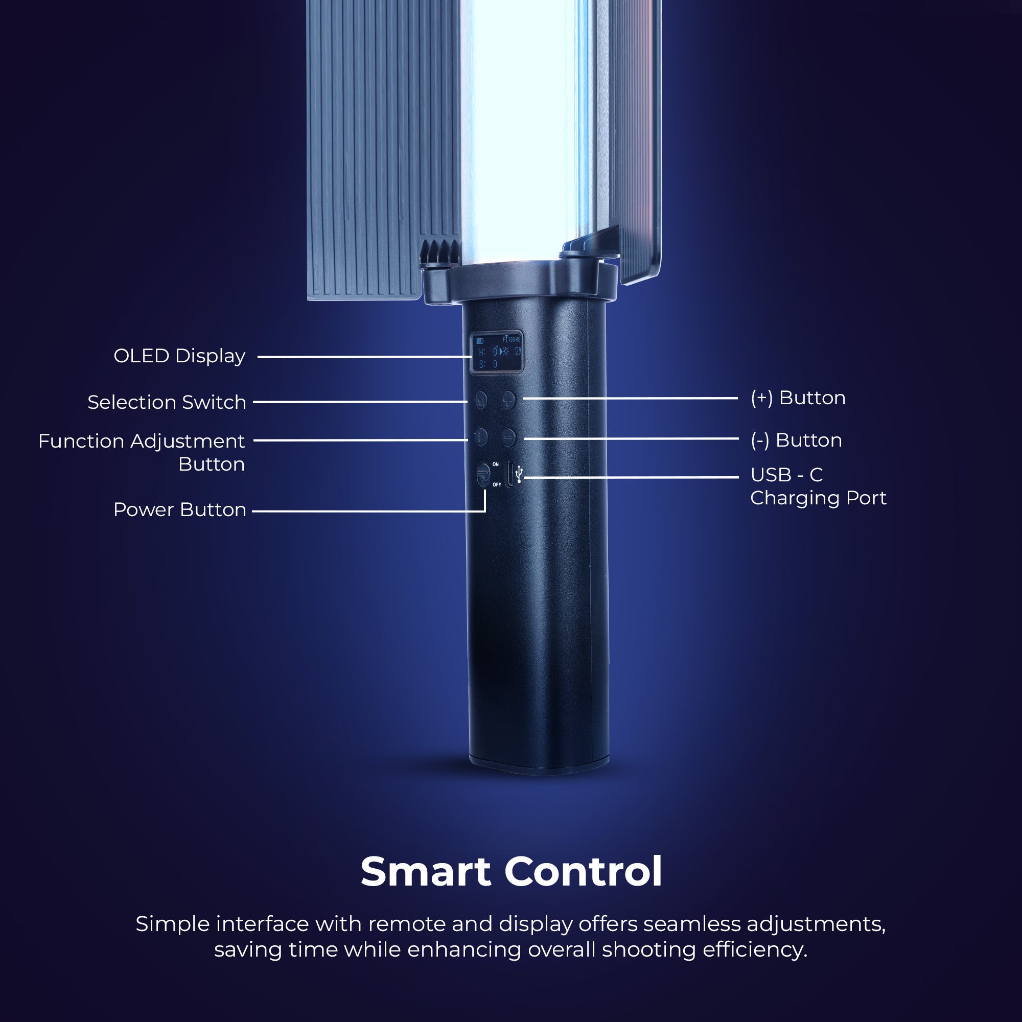 Digitek (DSL 555 RGB) Portable 38W Handheld LED Stick Light Wand, Video Light with 14200LM, 2500K–9900K Dual Color Temp, App Control, OLED Display & 24 FX Modes, Professional Photography & Videography Support