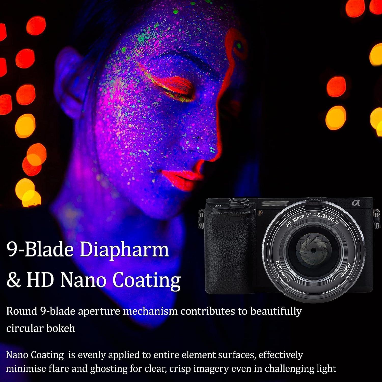 VILTROX 33mm F1.4 Auto Focus Prime Lens Compatible with Sony E-Mount Camera A6500 A6300 A6000 A7R? A7R? A7? A7R? A7? A7S A7R (33mm F1.4 AF STM E Mount) - Digitek