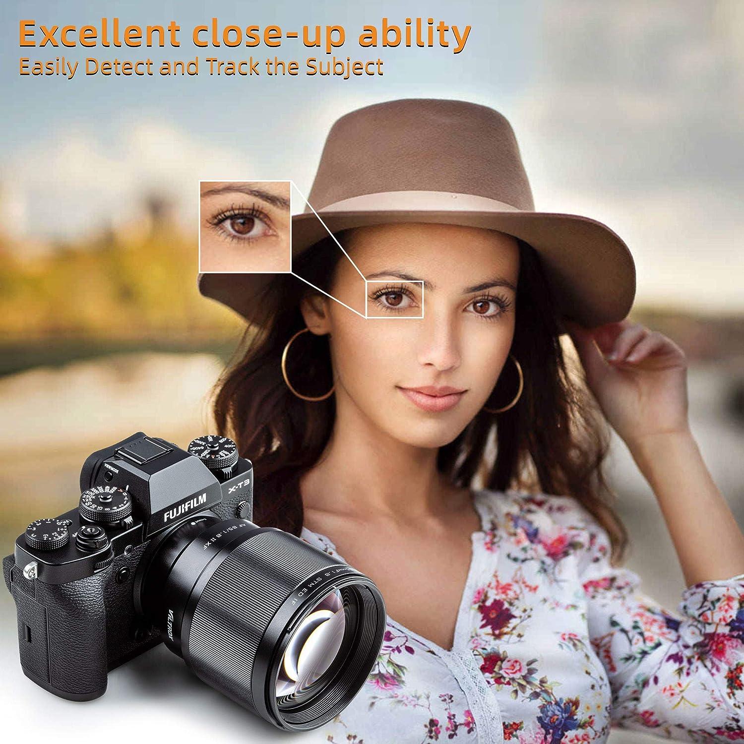 VILTROX 85mm f1.8 Fuji x Mount Lens AF Auto Lens Portrait Fixed Focus Lens for Fujifilm Fuji X Mount Camera X-T3 X-T2 X-T30 X-T20 X-T10 X-T100 X-PRO2 (Black) - Digitek