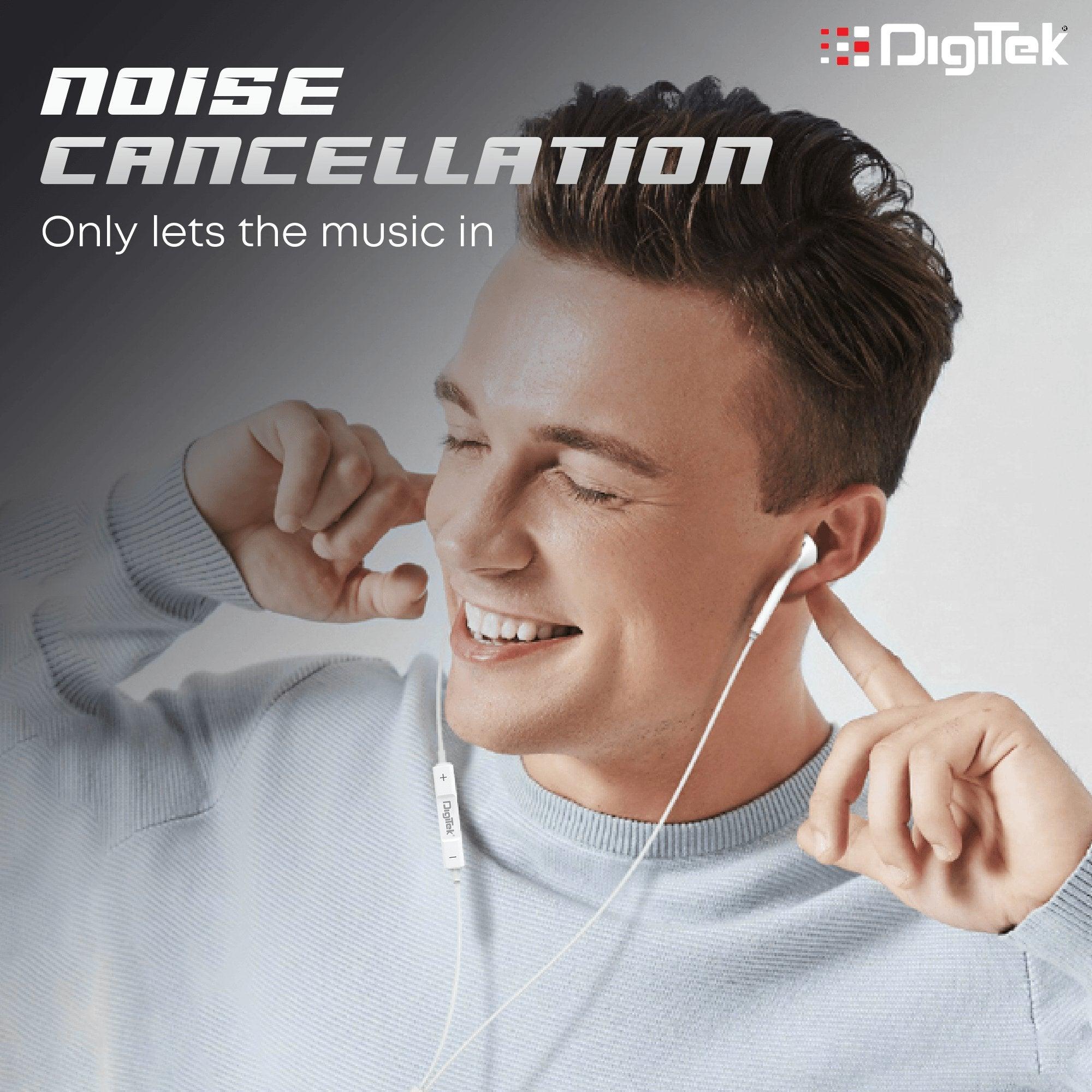 Digitek (DE-044 LTC) in-Ear Lightning jack, Wired Stereo Earphone with Mic, Premium Sound Quality with Noise Cancelling Earphones (White) - Digitek