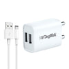 Digitek (DMC-026 LTC) Smart Fast Charger 2.4A Dual USB Adapter for Smartphone with 8 Pin USB Cable 2.4A