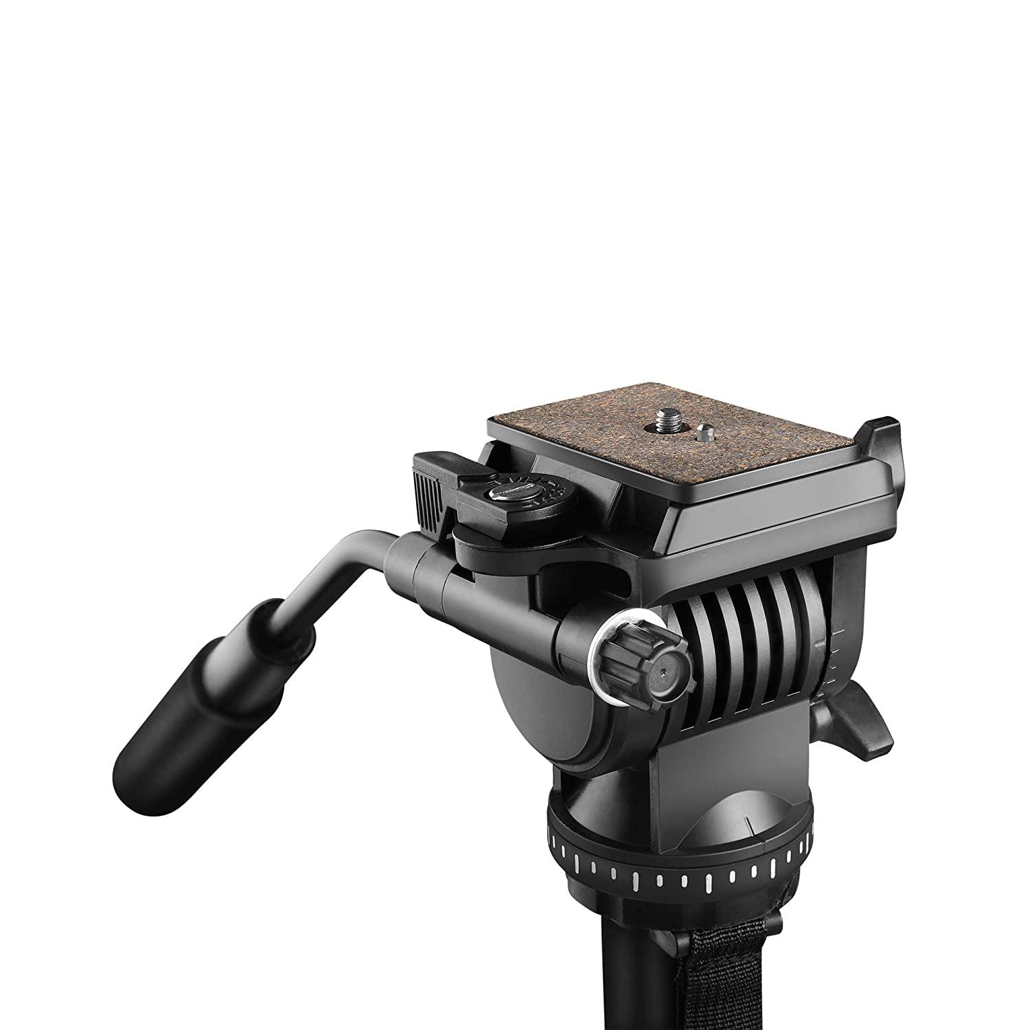 Digitek (DVH-001PRO) Video Fluid Head | Lightweight with Flat Base | Supports Multiple Tripods & Monopods (Load Capacity-5 Kgs) - Digitek