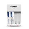 ENVIE (ECR2028002PL) High Speed Wall Plug Charger ECR 20 for AA & AAA Ni-mh/Ni-cd Rechargeable Batteries | 2000MA Output Current | with 2 AA2800 Ni-mh Batteries (ECR2028002PL)