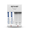 ENVIE (ECR20AA21002PL) High Speed Wall Plug Charger ECR 20 for AA & AAA Ni-mh/Ni-cd Rechargeable Batteries | 2000MA Output Current | with 2 AA2100 Ni-mh Batteries