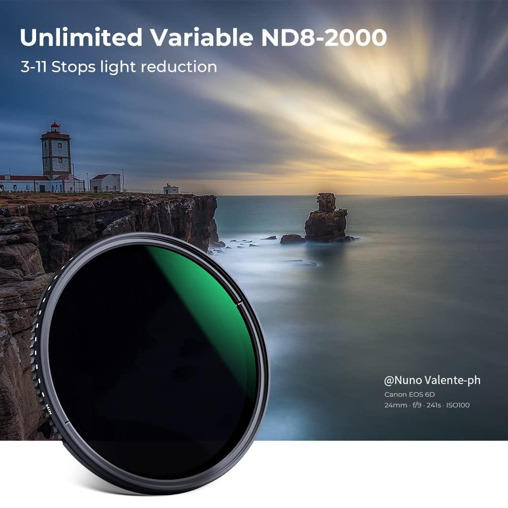 K&F (Nano-X ND8-ND2000 Filter) Concept Variable Neutral Density Nano-X ND8-ND2000 Filter for Camera Lenses with Multi-Resistant Coating, Waterproof - Digitek