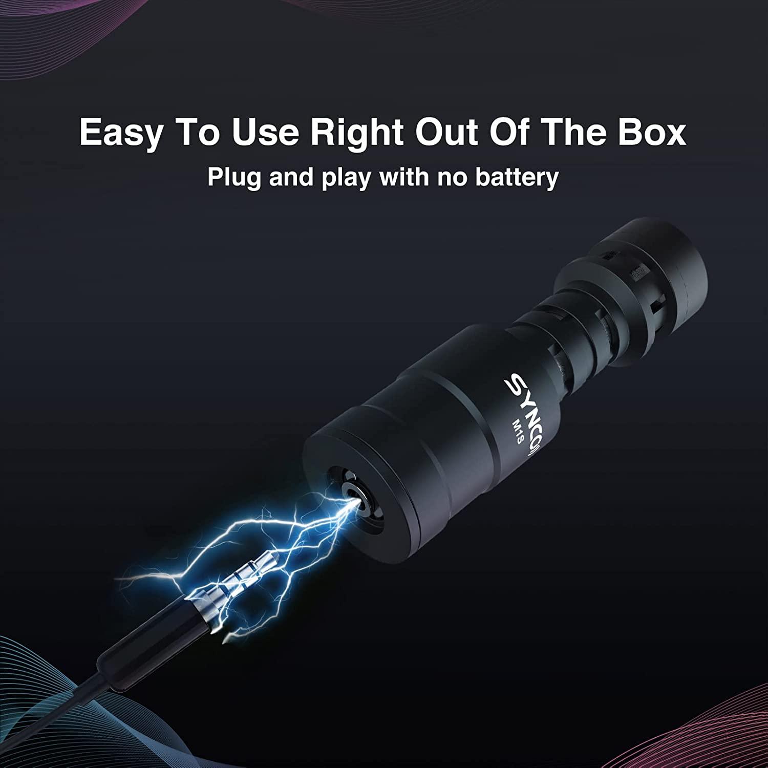 SYNCO (Mic-M1S) On-Camera Video Microphone Cardioid Condenser Mic with Shock Mount Windshield Carry Bag 3.5mm TRS & TRRS Cables for DSLR Camera Camcorder Smartphone Vlog Live Streaming Video Recording - Digitek